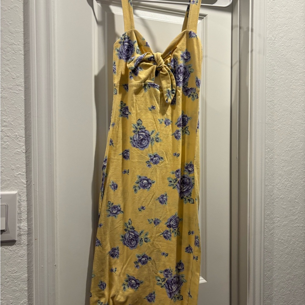 Forever 21 Yellow Dress with Purple Floral Print